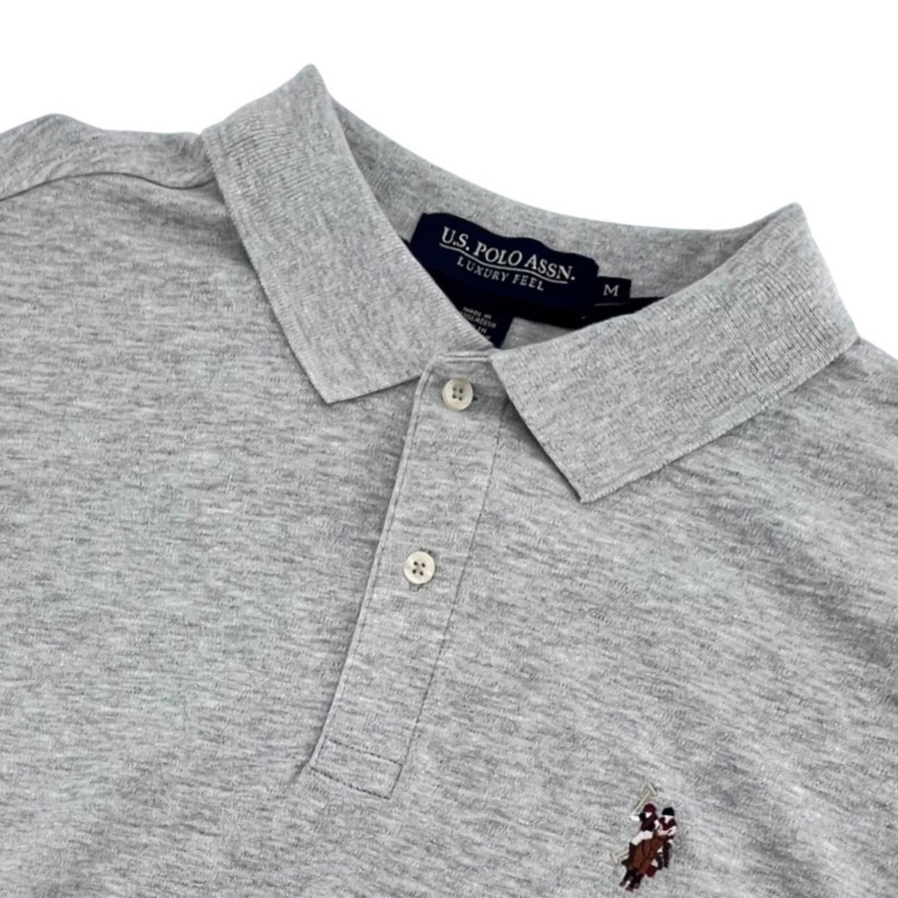 U.S. Polo Assn Interlock Polo Mens Medium Gray Heather Short Sleeve Luxury Feel